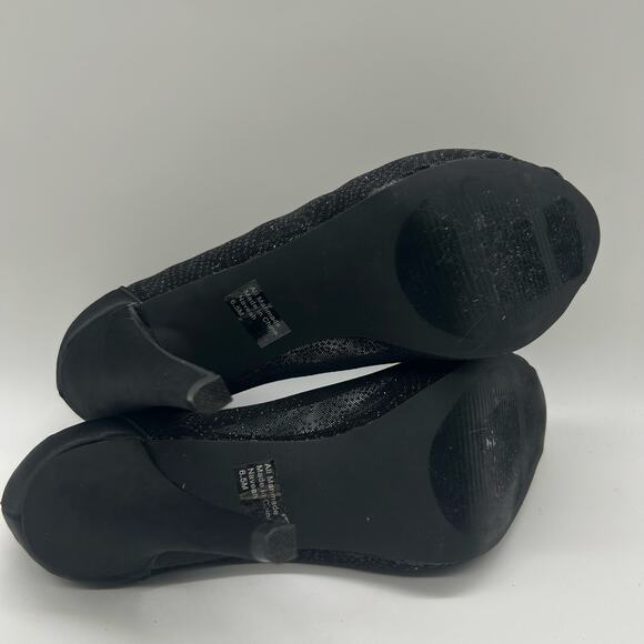 Style & Co Naveah‎ Black Glitter Mesh Peep Toe Heels Party Sparkly Women 6.5 - Picture 9 of 10